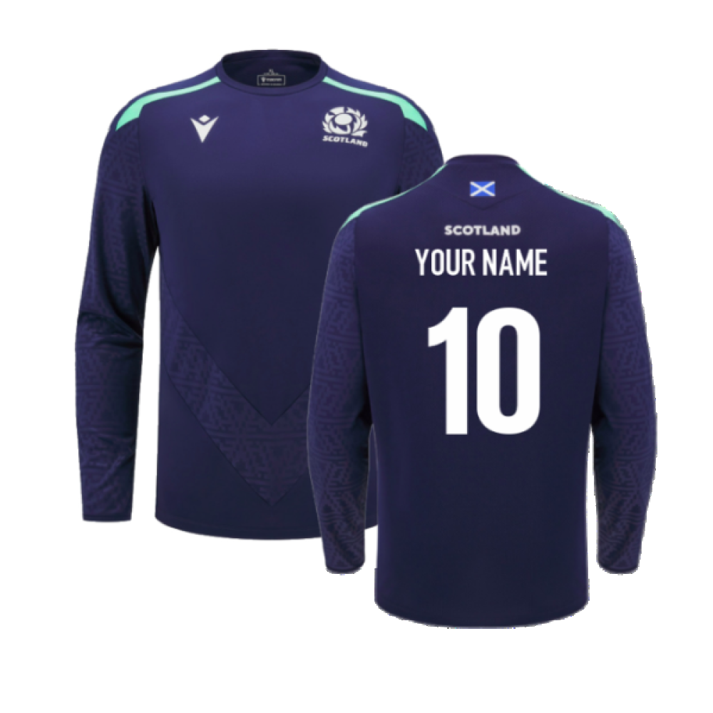 2024-2025 Scotland Rugby LS Training Poly Shirt (Navy) (Your Name)