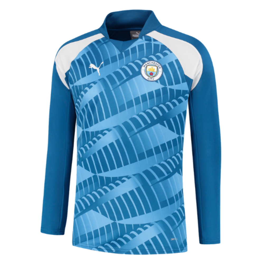 2023-2024 Man City Pre-Match LS Sweat Top (Lake Blue)