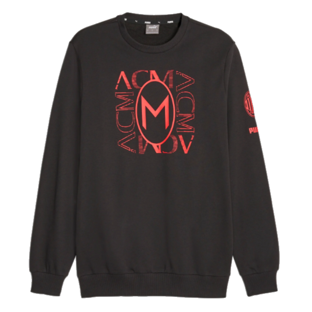 2023-2024 AC Milan FtblCore Graphic Crew Sweat (Black)