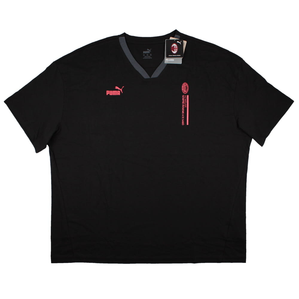 2023-2024 AC Milan FtblCulture Graphic V Neck Tee (Black)