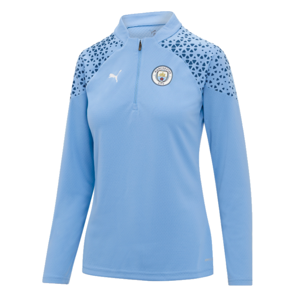 2023-2024 Man City Training Half Zip Top (Light Blue) - Ladies