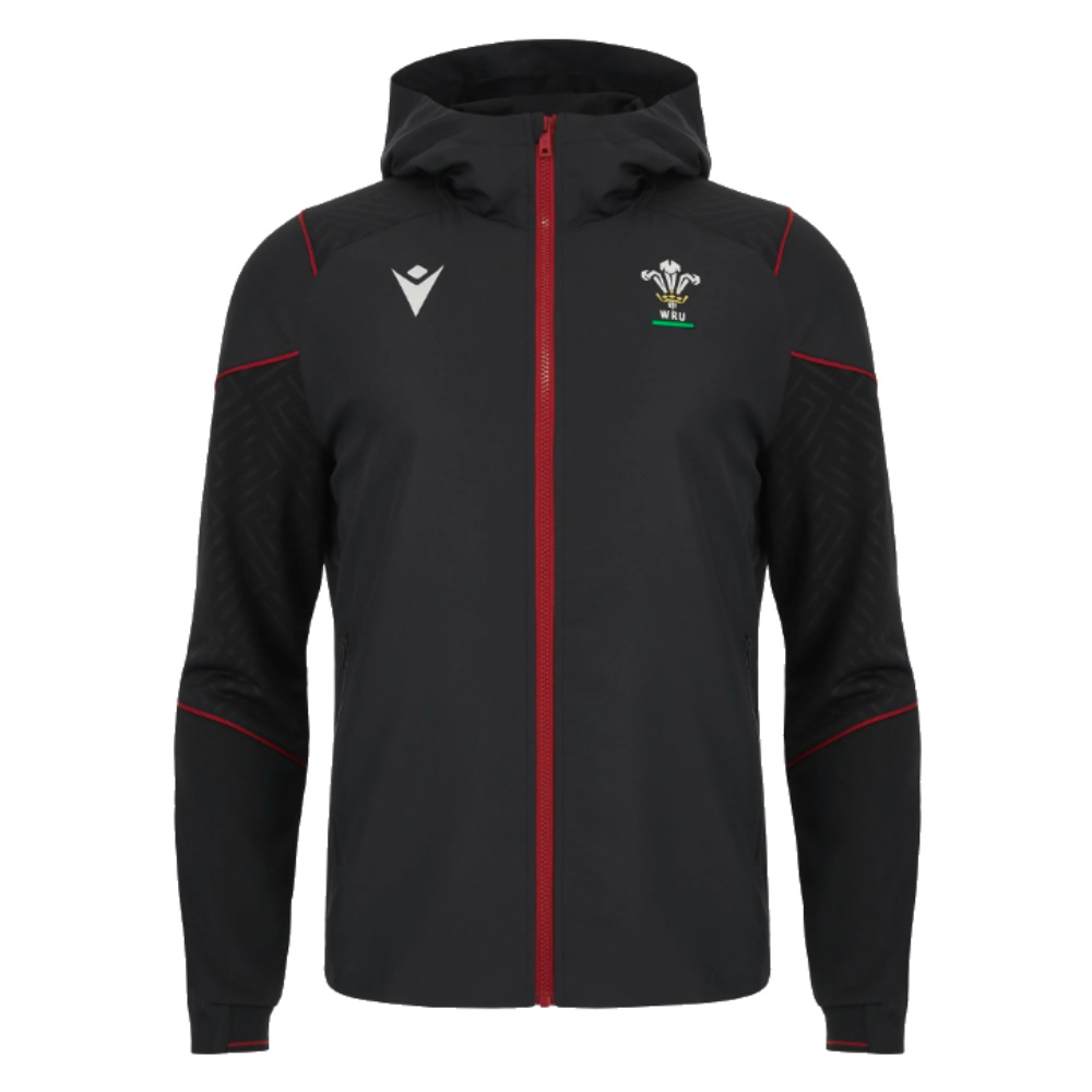 2023-2024 Wales Rugby Hooded WRU Full Zip Sweatshirt (Black) - Kids