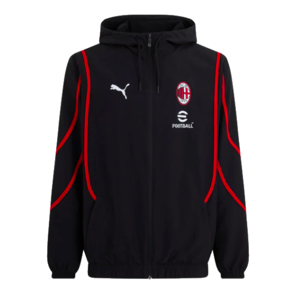 2024-2025 AC Milan Prematch Woven Jacket (Black)