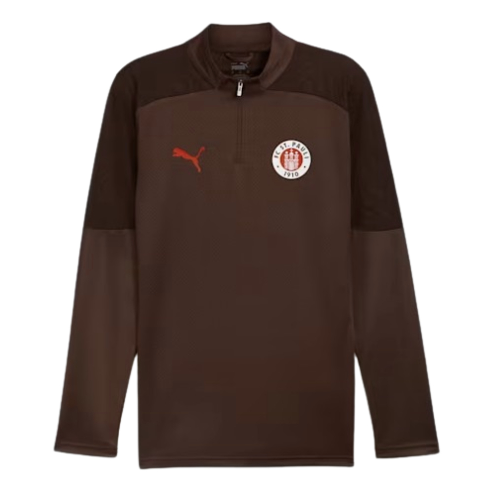 2024-2025 St Pauli Training 1/4 Zip Top (Dark Chocolate)