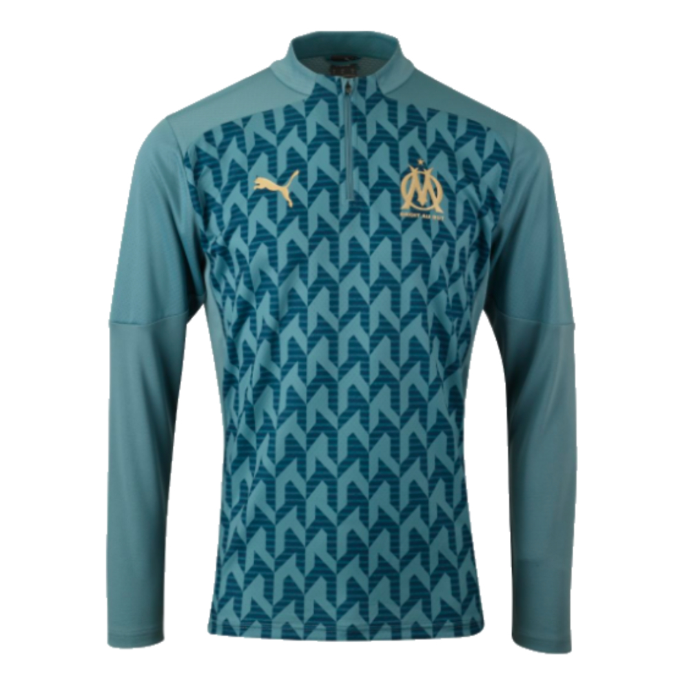 2024-2025 Marseille Prematch 1/4 Zip Top (Bold Blue)