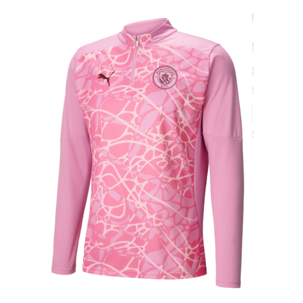 2024-2025 Man City Prematch 1/4 Zip Top (Pink)