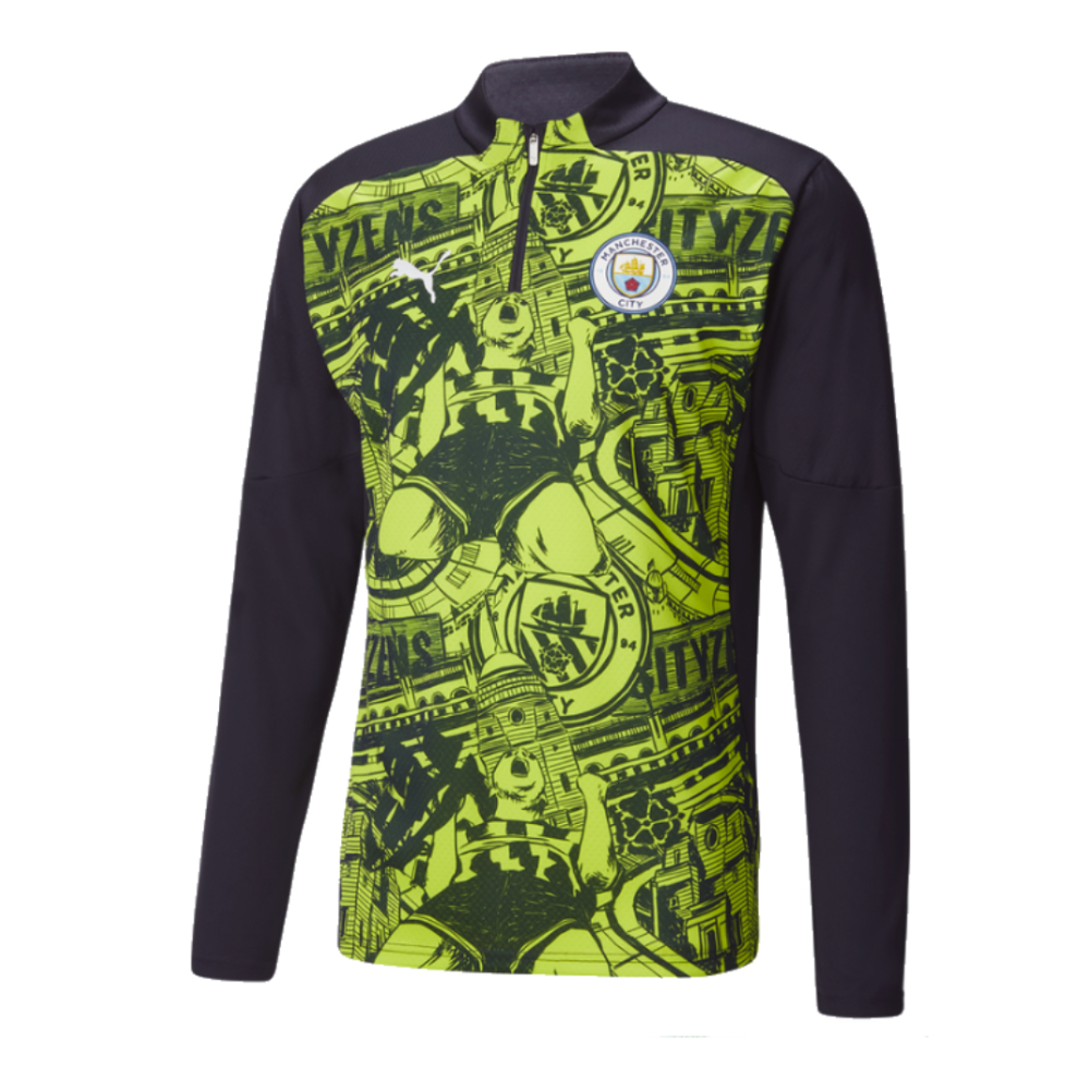 2024-2025 Man City Prematch 1/4 Zip Top (Yellow Glow)