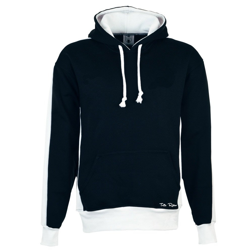 Toffs Retro Black Hoodie - White Sleeve Panels.
