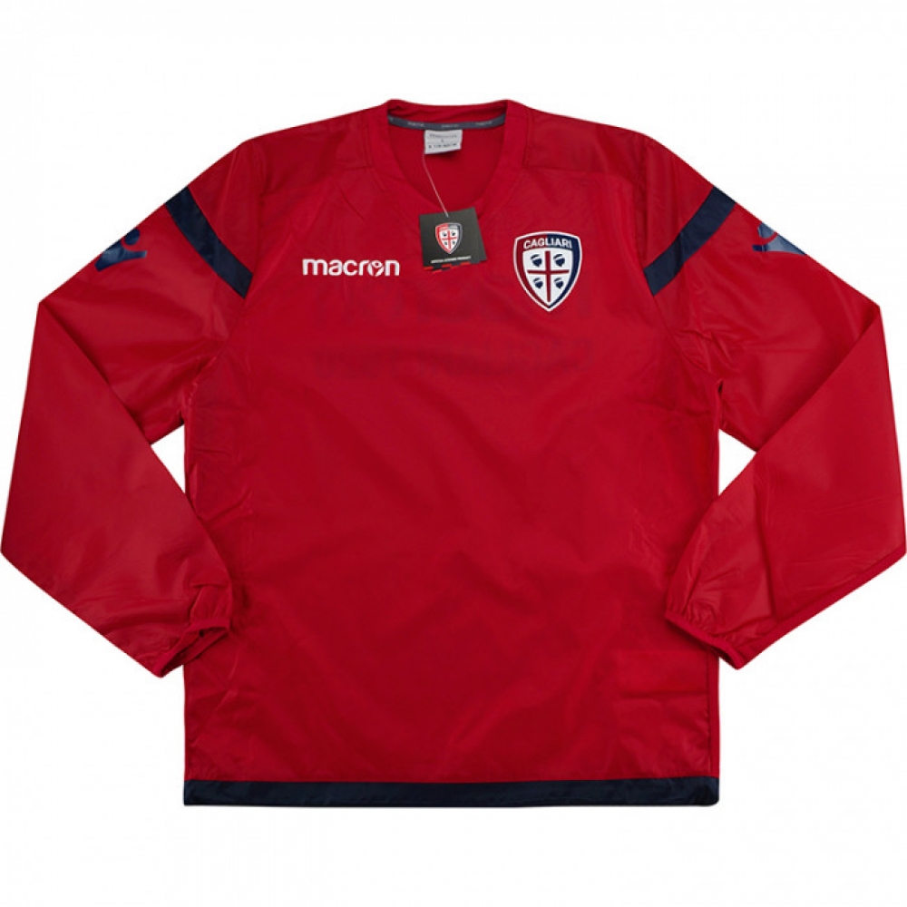 2017-2018 Cagliari Macron Windbreaker Training Top (Red)