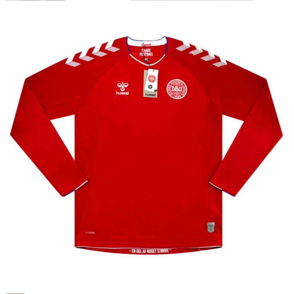 2018-2019 Denmark Hummel Home Long Sleeve Football Shirt