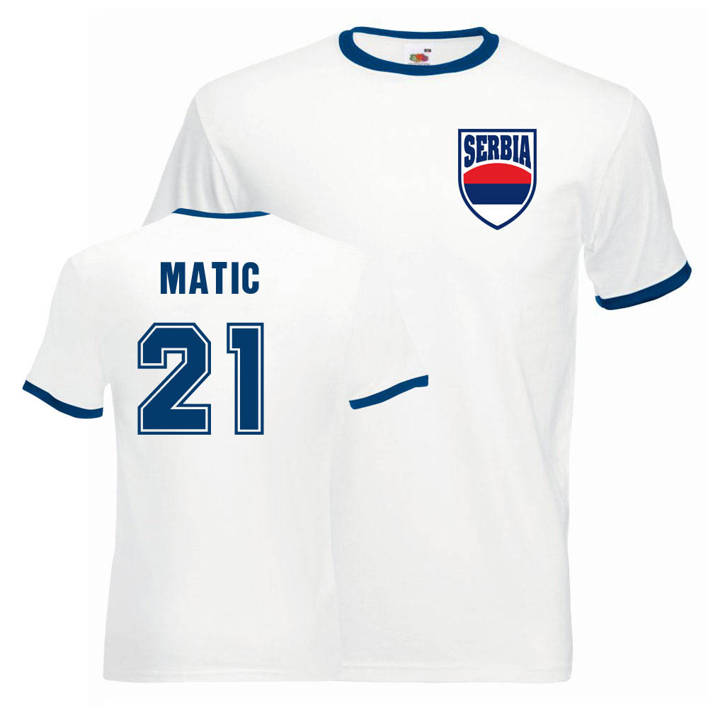 Nemanja Matic Serbia Ringer Tee (white-blue)