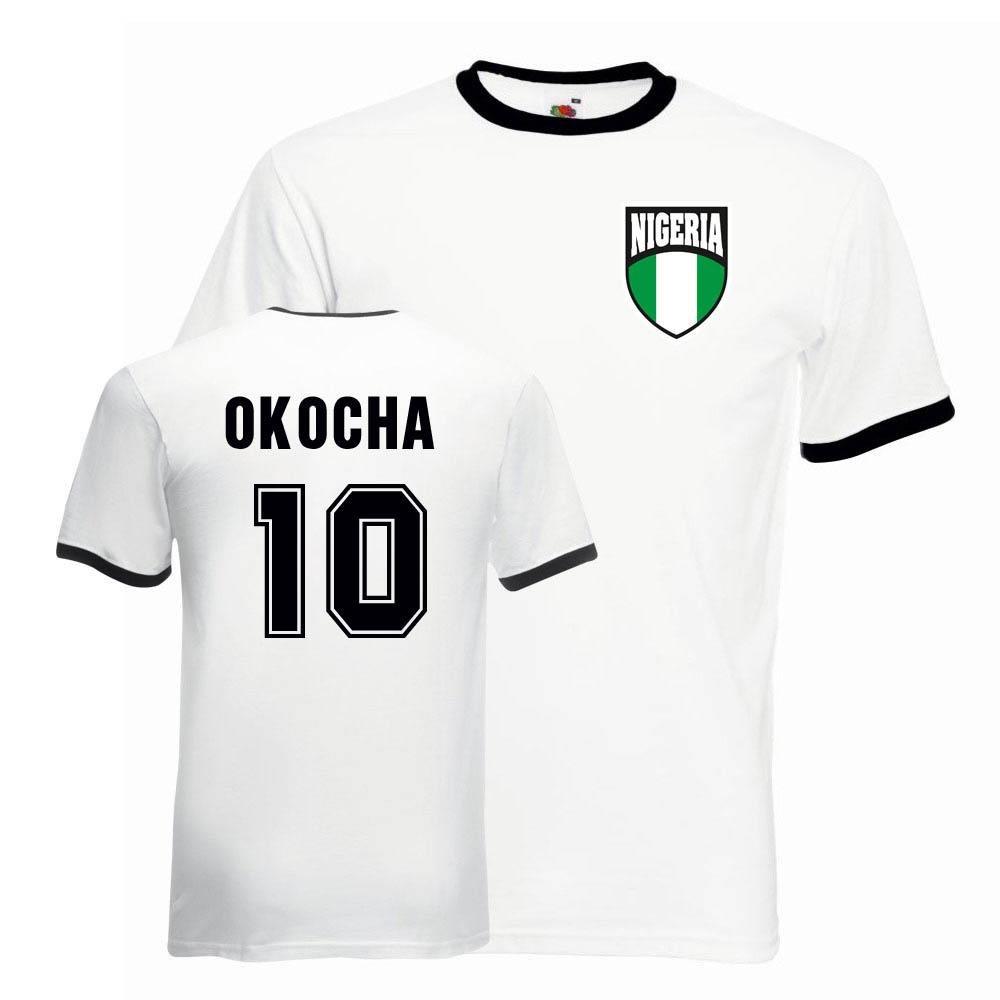 Jay-jay Okocha Nigeria Ringer Tee (white-black)