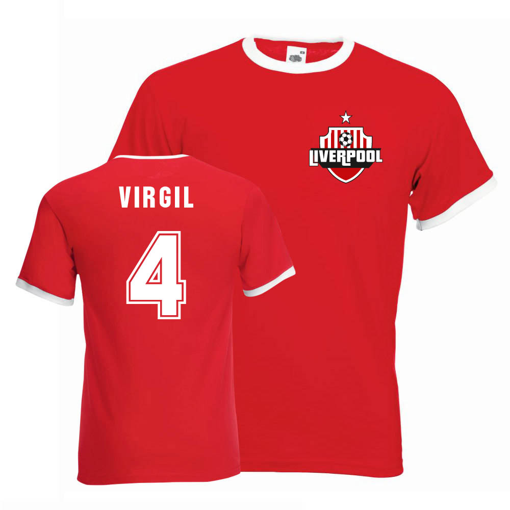 Virgil Van Dijk Liverpool Ringer Tee (red)