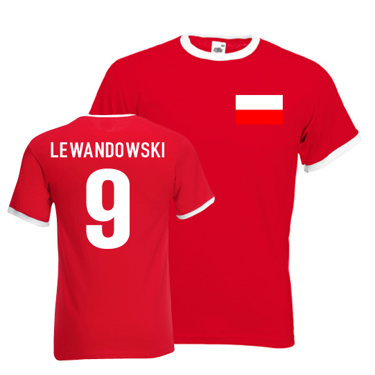 Robert Lewandowski Poland Ringer Tee (red)