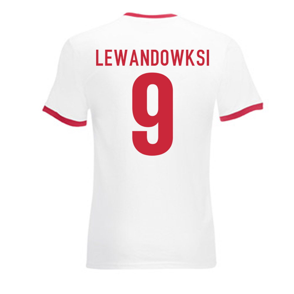 Robert Lewandowski Poland Ringer Tee (white-red)