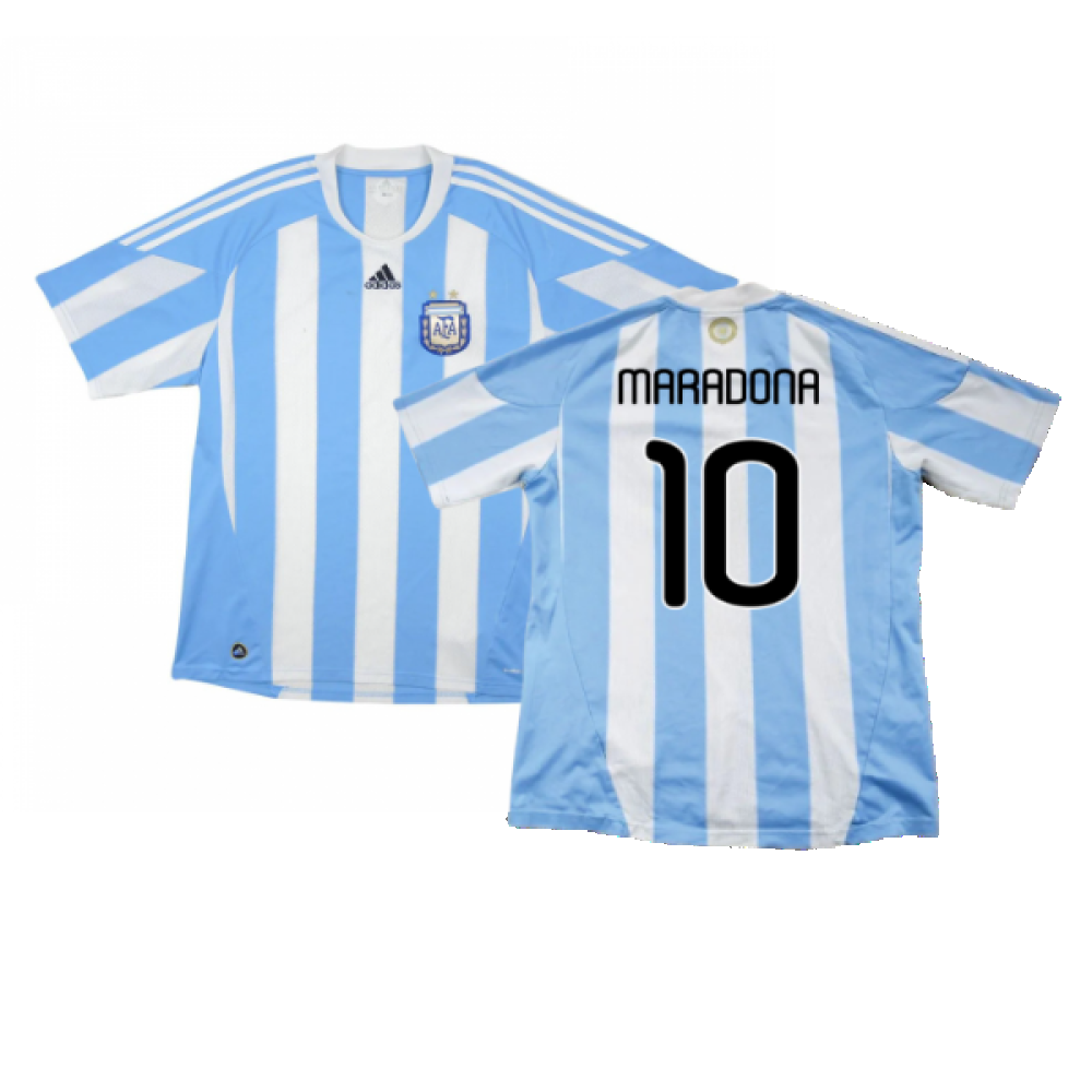 Argentina 2010-11 Home Shirt (Excellent) (Maradona 10)