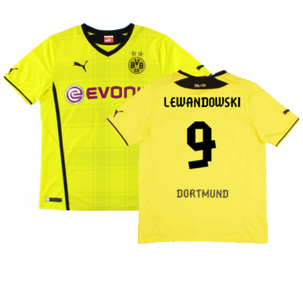 Borussia Dortmund 2013-14 Home Shirt (Very Good) (Lewandowski 9)