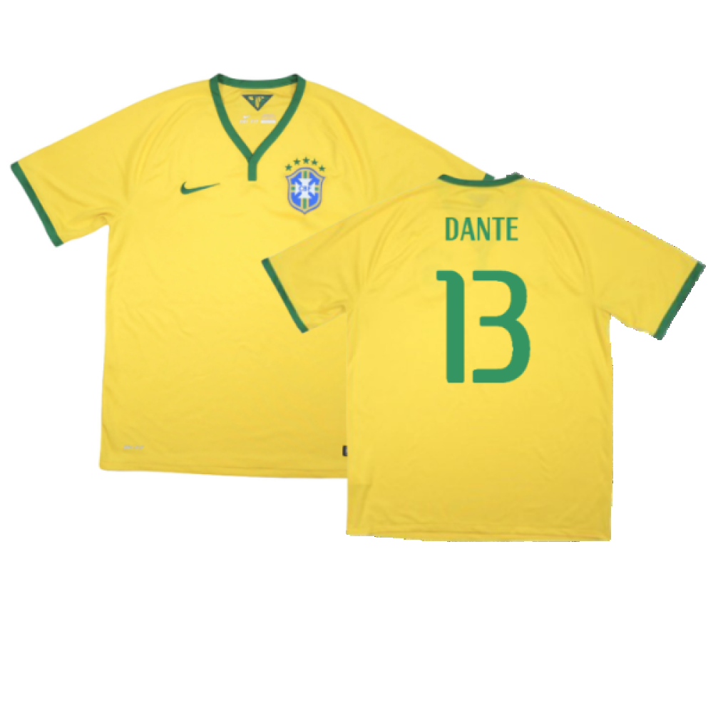 Brazil 2014-15 Home Shirt (Excellent) (Dante 13)