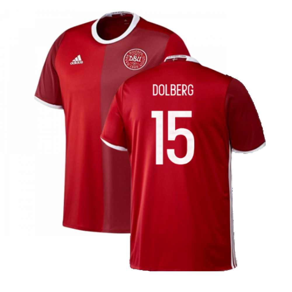 Denmark 2016-17 Home Shirt (S) (Mint) (Dolberg 15)