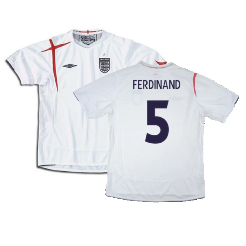 England 2005-2007 Home Shirt (XXL) (Very Good) (Very Good) (FERDINAND 5)